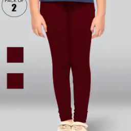 Pack of 2 Girls Cotton Elastane Stretch Slim Fit Leggings-image-84