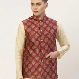 Printed Nehru Jacket with Mandarin-Neck-48