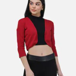 3/4 th-Sleeve Open-Front Shrug-41