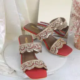 Women Embellished Open-Toe Slip-On Heeled Sandals-image-50