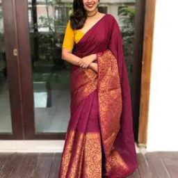 Women Saree with Contrast Woven Border  -image-64