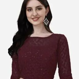 Women Embroidery Back Open Blouse-image-92