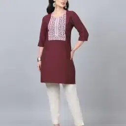 Women Embroidered Round-Neck Straight Kurta-picture-0