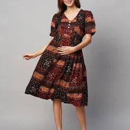 Paisley Print Fit & Flare Dress-image-55