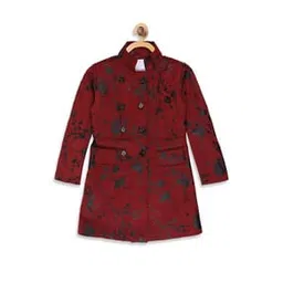 elle kids Printed Coat with Flap Pockets and Button Closure-picture-3