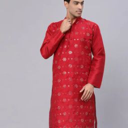 Men Embellished Regular Fit Long Kurta-picture-1