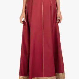A-line Skirt with Embellished Border-image-38