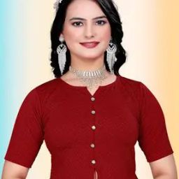 Women Round Neck Slip On Blouse-43