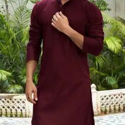 Men Regular Fit Long Kurta with Mandarin Collar-image-100