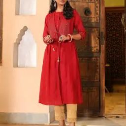 Round-Neck Fit & Flare Dress-image-13