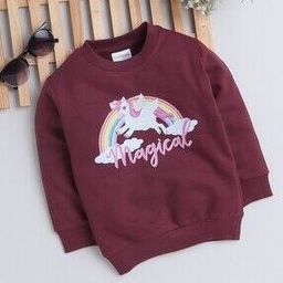 Girls Unicorn Print Regular Fit Round-Neck Sweatshirt-image-64