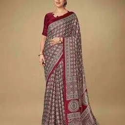 Ajrak Print Crepe Saree-image-55