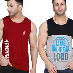 slowloris Men Pack of 2 Typographic Print Sleeveless Vests-picture-44