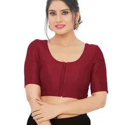 Vamas Women's Mulbury Silk Padded Front-Open Elbow Sleeves Saree Blouse-picture-17