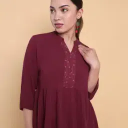 Peplum Tunic with Band Collar-image-67