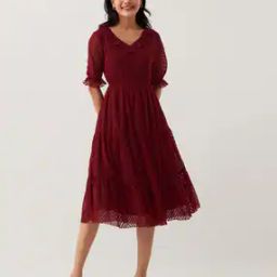 Chevrons Print Fit and Flare Dress-image-8