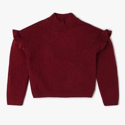 Girls Pointelle-Knit Turtleneck Sweatshirt-picture-30