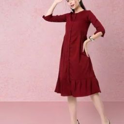 Women A-Line Dress with Ruffle Hem-image-82