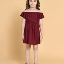 Polka-Dot Print Off-Shoulder A-Line Dress-image-73