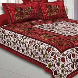240TC Floral Print Double Bedsheet with Pillow Covers-image-75