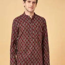 Men Floral Print Short Kurta-43