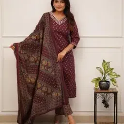 Women Floral Print Straight Kurta with Pants & Dupatta-image-92