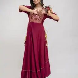 Women Embroidery Fit and Flare Dress-image-39
