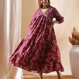 fashor Cotton Block Print A-line Dress image 1