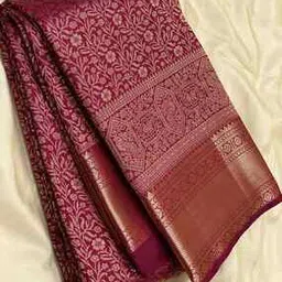 Women Floral Woven Saree with Contrast Border-image-45