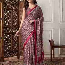 Women Ajrak Print Saree with Contrast Border-image-8