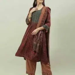 biba Printed A-line Kurta Set with Dupatta-picture-12