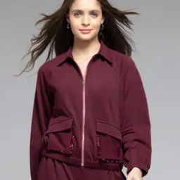Women Bomber Jacket with Zip-Front-picture-44