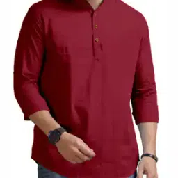 shopyclick Men Mandarin-Collar Regular Fit Short Kurta-picture-29