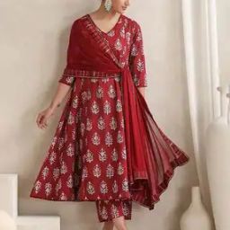 Women Floral Print Anarkali Kurta Suit Set-image-40