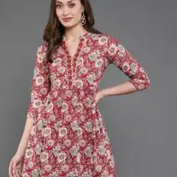 Women Floral Print Flared Tunic-image-16