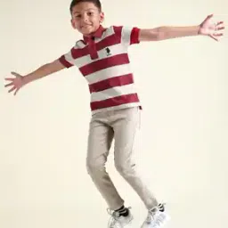 Boys Striped Regular Fit Polo T-Shirt-picture-49