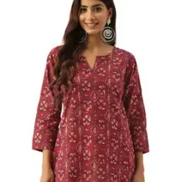 Women Floral Print Pure Cotton Straight Tunic-image-49