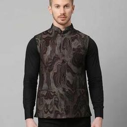 Printed Nehru Jacket with Welt Pockets-picture-7