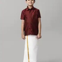 Boys Shirt & Dhoti Set with Patch Pocket-image-66