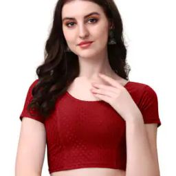 Women Regular Fit Embroidered Blouse with Round Neck-23