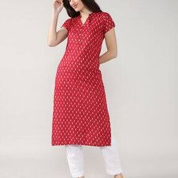 Women Block Print Straight Kurta-image-58