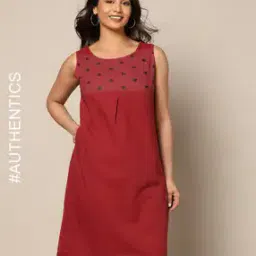 South Cotton Checks A-Line Dress-image-95