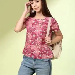 Women Floral Print Relaxed Fit Cambric Cotton Top-picture-47