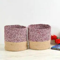 Set of 2 Braided Ribbed Planter Baskets-19