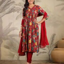 WomenFloral A-line Kurta Set-image-50