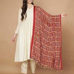 Women Bandhani Print Dupatta with Tassels-picture-32