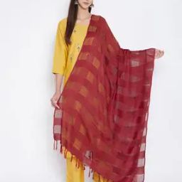 Checked Dupatta with Tassels-image-31