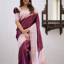 Women Saree with Contrast Border-image-23