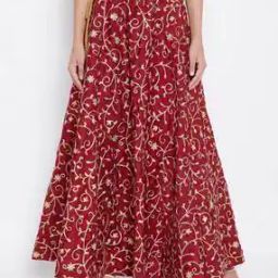 Floral Embroidered Flared Skirt-image-27