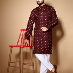 Men Self-Design Regular Fit Long Kurta-31